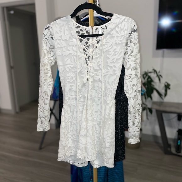 Custom White Lacy / Detailed Romper - Picture 1 of 2